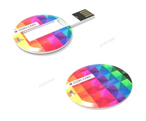Wholesale Small Round Card USB Stick Flash Memory 2 GB High Speed Waterproof Business Credit Card USB Flash Drives
