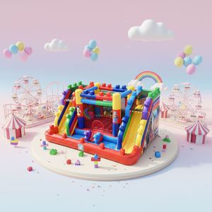 2024 New Double-Lane <b>Inflatable</b> Jumping Castle with Slide Block Bounce <b>House</b> for Kids' Parties Coin Operated Games - Product Image 1