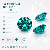 Pierres de Moissanite Rondes Vertes Émeraude Naturelles, Taille Ronde, 0,1-3 Carats, Certifiées GRA, Créées en Laboratoire, Vente en Gros pour la Fabrication de Bijoux Fins