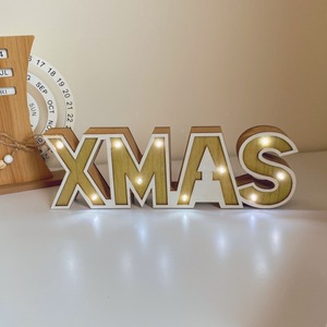 Panneau lumineux de Noël en bois 30x29.7x3cm, décoration de Noël pour la maison, décoration de festival - Product Image 1