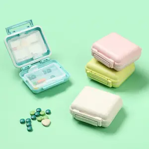 Tarwe Stro Pretty Waterdicht Vierkante Vorm 6 Afdeling Kleine Reizen Dagelijks Plastic Pil Geneeskunde Box