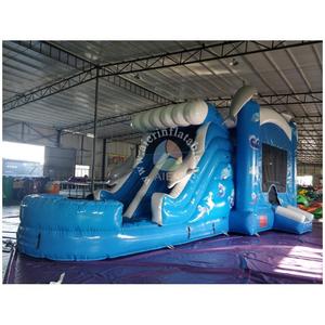 Castillo Inflable Comercial <span class=keywords><strong>de</strong></span> Doble Carril <span class=keywords><strong>con</strong></span> Tobogán y <span class=keywords><strong>Piscina</strong></span>, Diseño Delfín Azul, Precio <span class=keywords><strong>de</strong></span> Fábrica, para Fiestas y Eventos Infantiles <span class=keywords><strong>de</strong></span> <span class=keywords><strong>Verano</strong></span> - Product Image 2