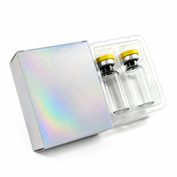 Boîte en papier argenté holographique, impression personnalisée, emballage pour flacon cosmétique avec 2 emplacements, insert en blister PET pour flacons en verre