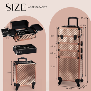 Maleta de Maquillaje Profesional con Ruedas, Organizador de Cosméticos de Viaje, Carrito de Maquillaje Grande para Salón y Barbería - Product Image 6