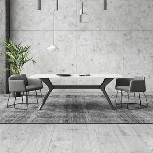 Table à manger en bambou <span class=keywords><strong>OKAY</strong></span>, table de salle à manger moderne de luxe, cuisine, hôtel, plateau rectangulaire en pierre frittée blanche, extensible, <span class=keywords><strong>meubles</strong></span> pour la maison - Product Image 2