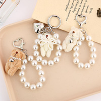 Nouvelle Arrivée Créative : Pendentif Ours en Peluche Mignon Fait Main Orné de Perles, Breloque de Sac Haut de Gamme en Forme de Cœur Yiwu, Porte-clés