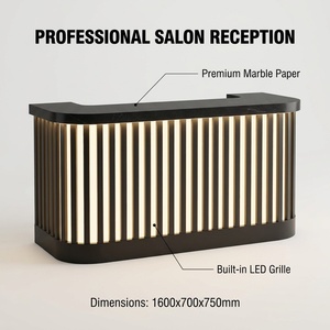 Minimalist Salon Reception <b>Desk</b> with LED Lighting Durable & Eco-Friendly MDF Top for Modern Beauty Studio Furniture - Product Image 3