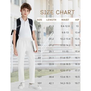Pantalon chino élastique pour garçons, pantalon uniforme en sergé extensible, coton mi-lourd respirant avec poches pour enfants et jeunes - Product Image 5