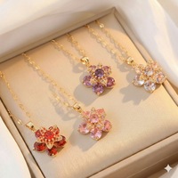 Nouvelle chaîne de clavicule rotative avec fleurs en zircon coloré micro-incrustées, style européen et américain, tendance et à la mode