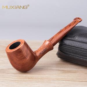 Muxiang Rosewood Smoking Pipe Bent Type 9mm Carbon Filter Solid Wood Tobacco Pipe For Men Gift - Product Image 1