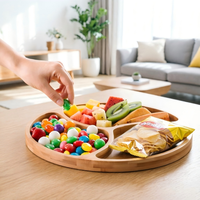 Plateau multifonctionnel en bambou pour fruits secs, pour le salon, l'heure du thé, les bonbons, les noix et les collations