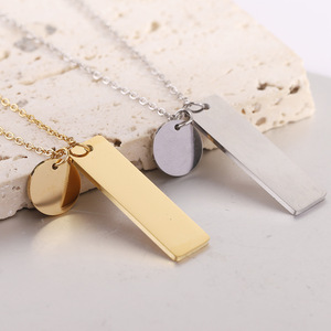 Collar con Colgante de Acero Inoxidable, Forma de Barra Geométrica, Color Oro y Plata, para Uso Diario, Regalo para Mujer - Product Image 1