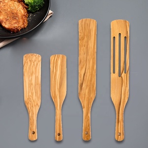 Juego <span class=keywords><strong>de</strong></span> 4 Espátulas Antiadherentes <span class=keywords><strong>de</strong></span> Madera <span class=keywords><strong>de</strong></span> Olivo Natural con Orificio para Colgar, Aptas para Lavavajillas, Duraderas - Product Image 3