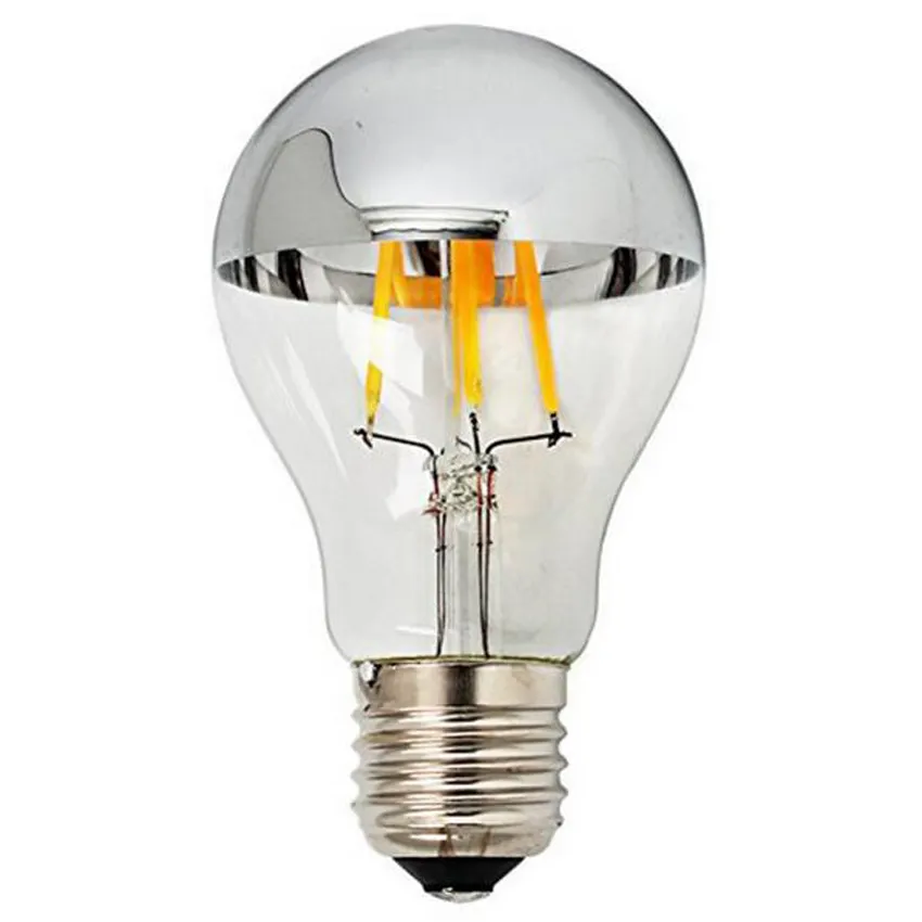 Top China Manufacturer Globe Half Silver Mirror Led Filament Light Bulb A19 G80 G95 G125 4W 6W 8W E27