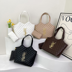Sac fourre-tout matelassé rétro en diamant pour femmes nouveauté ensemble deux pièces de niche texturé à la mode grande capacité sac à main à bandoulière pour femmes - Product Image 1