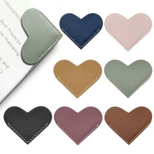 Cute Heart-Shaped Reusable Durable PU Leather <b>Bookmarks</b> Letterpress Printed Multi-Color Book Corner Protection Page Markers - Product Image 4