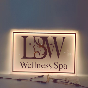 Custom Wellness Spa Backlit LED Sign <b>Rectangle</b> <b>Mirror</b> Acrylic <b>Wall</b> Company logo SignMount Indoor Static Display Plug Powered - Product Image 1
