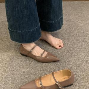 Zapatos de Tacón Fino con Doble Correa y Punta Puntiaguda, Tipo Mary Jane, Formales para Mujer, Verano y Otoño, con Hebilla de Cuero Genuino, que Aumentan la Estatura - Product Image 3