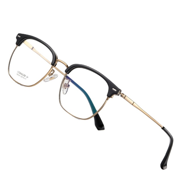 Unisex Titanium IP Plating Optic Glasses High Quality Styles Spectacle Frames Custom Logo Available Black Gold Transparent