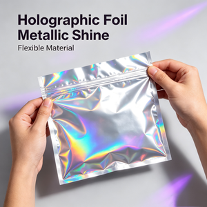 Bolsa Plana de Mylar Termosellable Personalizada OEM con Borde Holográfico para Muestras de Diseño Artístico, Paquetes de Dulces, Coleccionables y Artículos de Boutique - Product Image 4