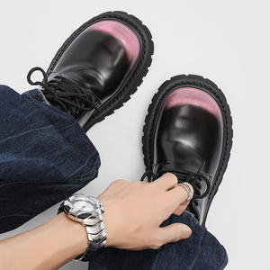 Casual High-<b>Heeled</b> <b>Shoes</b> <b>for</b> <b>Men</b> Stylish Round-Toe Office Wear with EVA Insole Black Yellow & Purple-<b>for</b> Spring - Product Image 3