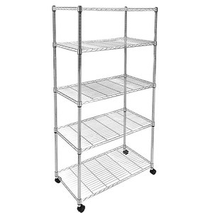 18 "w x 35" D x 70 "h אחסון מתכווננת כרום יחידת מדפה עם גלגלים - Product Image 5