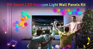Lámpara de pared RGB, sincronización de música, luz LED hexagonal, Control de aplicación inteligente, iluminación de decoración interior para sala de juegos