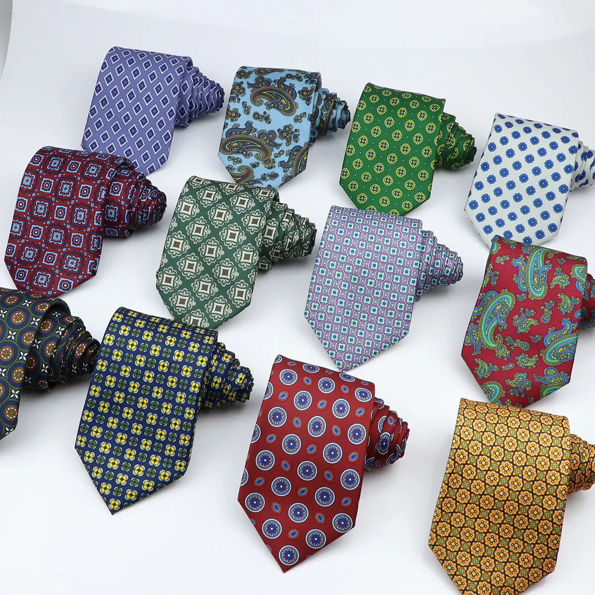 Digital Custom Printed Mens Tie Polyester Navy Blue Necktie for Weddings Groom Groomen