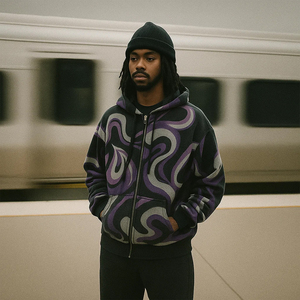 OEM Définition Impression Numérique Style Hip Hop Hommes Streetwear Surdimensionné 400 Gsm Poids Lourd Vintage Full Zip Up Sweat à Capuche - Product Image 1