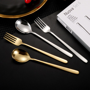 Nuova <b>Set</b> <b>6</b> Piece Gold Stainless Steel Cutlery Fork Spoon Gift Box <b>Dinnerware</b> <b>Set</b> - Product Image 2