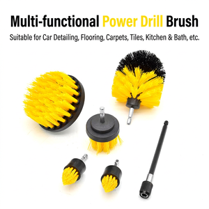 6Pcs Orange <b>Car</b> Cleaning Brush Set Plastic Handle Nylon Bristle Electric Drill Attachment for Tire Interior <b>Polishing</b> Washing - Product Image 2