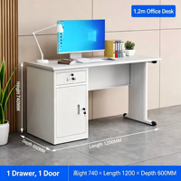 Bureau d'ordinateur robuste en acier de 1,6 m avec tiroir de rangement verrouillable et passe-câbles pour bureau à domicile