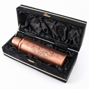 Vedela Naturals <b>Metal</b> Copper Novelty <b>Water</b> <b>Bottle</b> with Oriental Engraving Portable Travel Drinkware for Business Gifts - Product Image 1