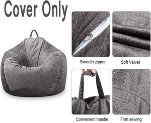 Peluche Microsuede Sedia del Sacchetto di Fagiolo Della Copertura Della Peluche di Stoccaggio o di Gomma Piuma di Memoria Beanbag Della Copertura di Ricambio per Adulti - Product Image 6