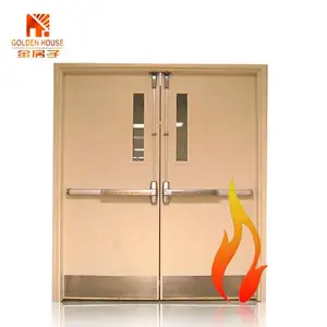 Ul wh listelenen onaylı Modern stil çift yaprak emniyet acil çıkış panik bar ile Metal kapı yangın anma çelik kapı