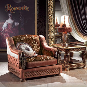 Ensemble de canapés en tissu en bois massif de style royal classique de luxe pour salon de grande <span class=keywords><strong>maison</strong></span>, vente chaude, 3 pièces avec housse - Product Image 3