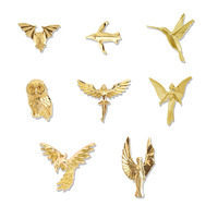 Collier Pendentif Ailes d'Ange, Chauve-souris, Hibou, Colibri en Acier Inoxydable Plaqué Or Classique de Qualité Supérieure avec Perles et Chaîne