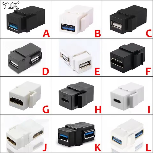 USB 3.0/2.0 Type-C Female to Female Coupler HDMI-Compatible Connector Keystone Inserts Adapter For Wall Plate Outlet Panel