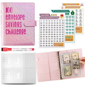 A5 glitter shining budgte binder planner kits 100 envelope money saving challenge suppliers with everything included