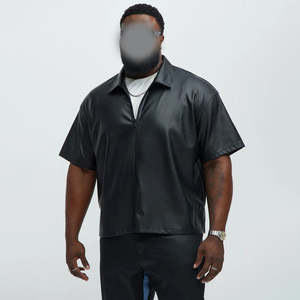 <span class=keywords><strong>Giacca</strong></span> in Pelle PU 100% Nera Personalizzata per Uomo, Manica Corta, Spalle Scese, Basso MOQ dal Produttore - Product Image 1