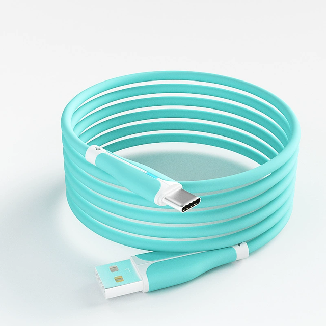 Wholesale Liquid Silicone Fast Charging USB a Type-C Cable LED Light Nylon Jacket Barcode Scanner Printer Charger Multi Color 1m