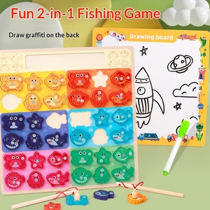 2-in-1 Wooden Eco-friendly Non-toxic Fishing Drawing Board Montessori Educational Toy for 2-7 Years Multi-functional Fishing - Product Image 5