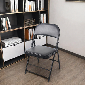كراسي معدنية قابلة للطي بالجملة مع وسادة مبطنة، إطار فولاذي أسود مفرد قابل للطي للاستخدام الداخلي والخارجي KC-7381 - Product Image 6