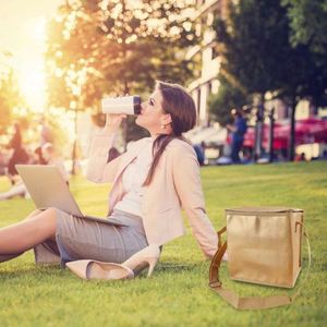 Sac isotherme pliable pour livraison de crème glacée, poisson, fruits de mer et bière, avec surface en cuir PU écologique et isolation en feuille d'aluminium, personnalisable avec logo - Product Image 5