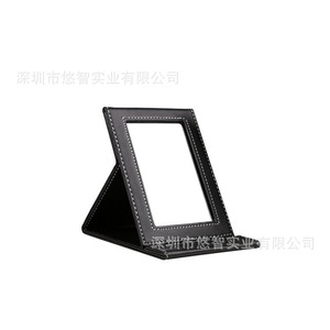 Customized logo PU leather folding makeup <b>mirror</b>, portable <b>mirror</b>, <b>tabletop</b> vanity <b>mirror</b>, creative gift <b>mirror</b>. - Product Image 2