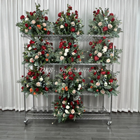 Centre de table artificiel en forme de boule avec orchidée blanche, anthurium et rose, arrangement floral et verdure artificielle pour décoration de table de mariage