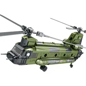 طائرة هليكوبتر نقل عسكرية لبنات بناء الطائرات Chinook لغز تجميع نموذج لعبة الصبي