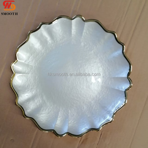 SMOOTH Wholesale Multi-size Gold Edge Glass Charger <b>Plate</b> Food Safe Premium Wedding Banquet Tableware Dinner <b>Plates</b> - Product Image 4