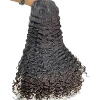 Perruques sans colle transparentes à dentelle frontale, cheveux humains bouclés super longs double drawn, densité 180%