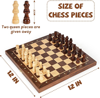 Jeu d'échecs magnétique de voyage, échiquier magnétique en bois de 12 pouces, jeux de société familiaux, jeux éducatifs